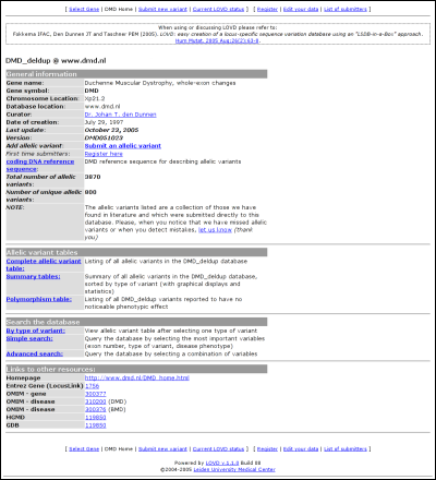 An example gene homepage for the DMD gene. Since many customizations are possible for the gene homepage, the page is likely to look different on various different setups. An example gene homepage for the DMD gene. Since many customizations are possible for the gene homepage, the page is likely to look different on various different setups.